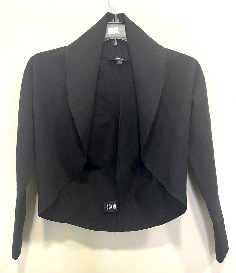 Theory Cheshire Knit Black Wool & Silk Shrug Sweater Modern XS/P